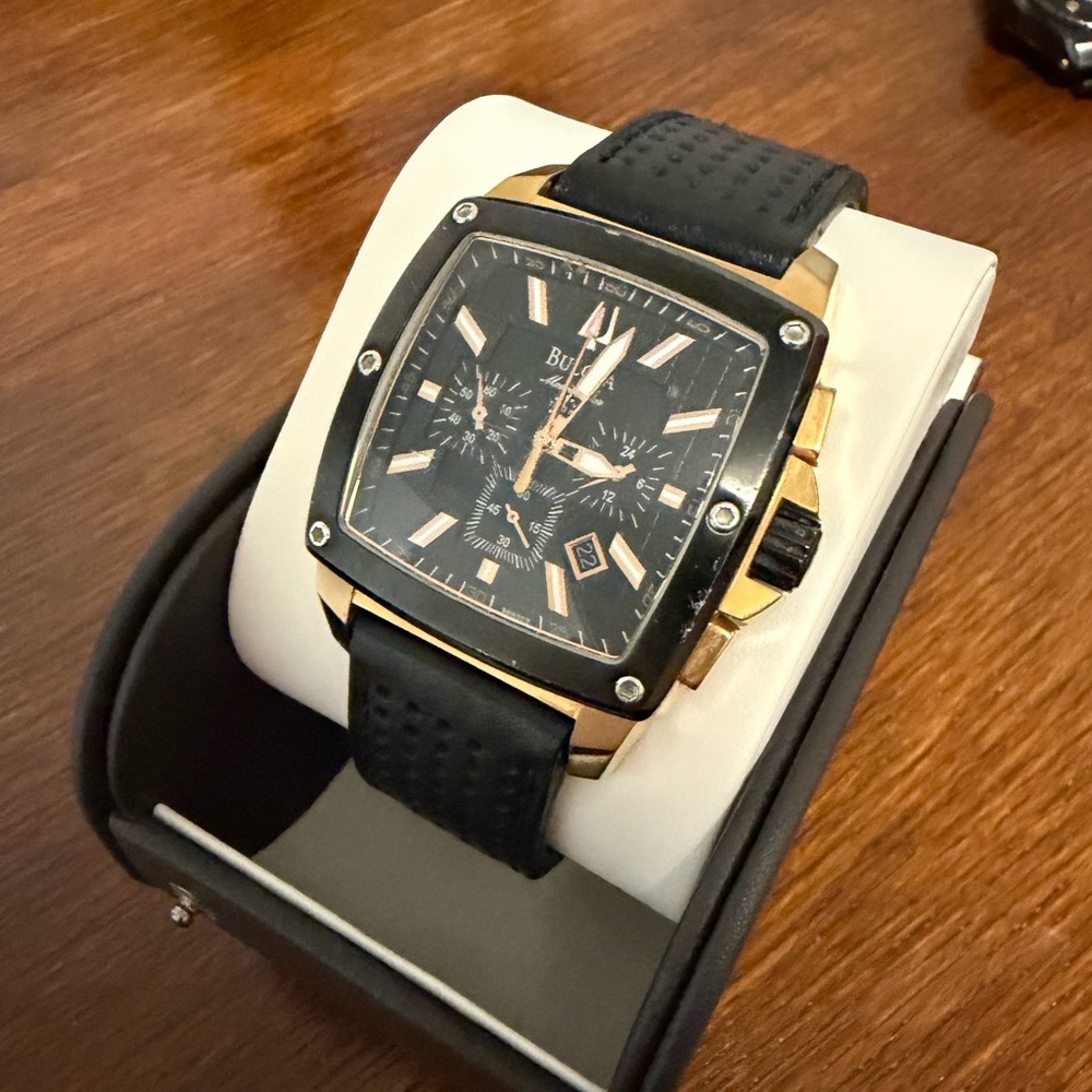 Bulova Marine Star Chronograph Black and Gold Watch
